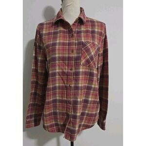 Aeropostale Vintage Style Soft Red Plaid Plaid Lightweight Button Up Shirt Sz M
